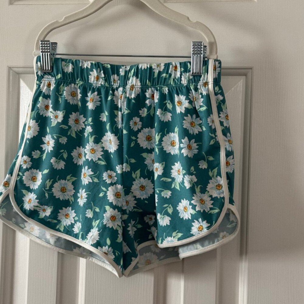 Girls' Floral Daisy Active Shorts - Teal